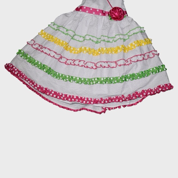 Jessica Ann Toddler Girls Rainbow Ruffle Halter Dress - Picture 3 of 5